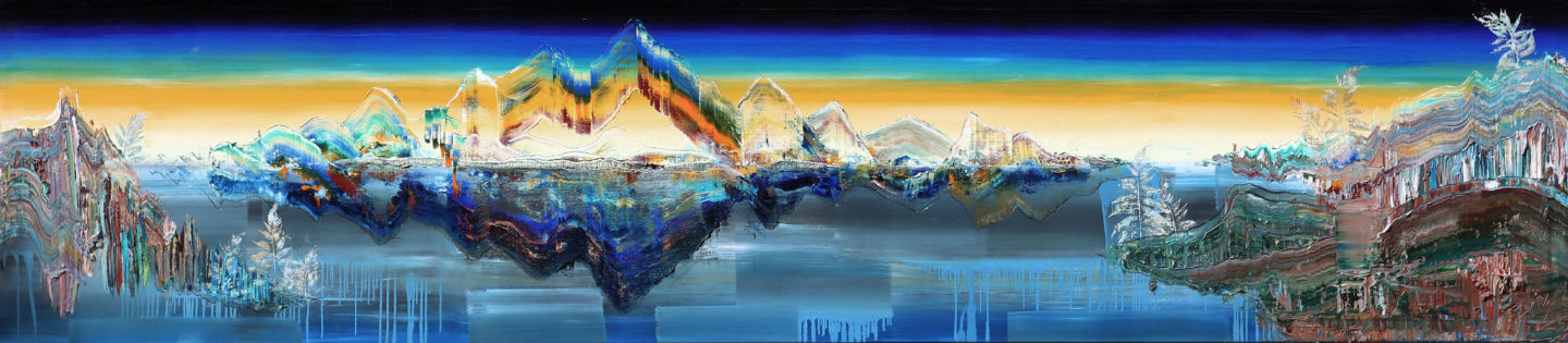 Wanderlust, 2025, Öl auf Nessel, 100 x 450 cm